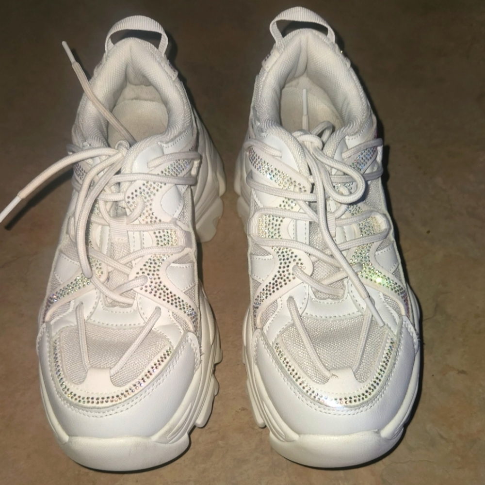 Super Cute Rhinestone Platform Tennis Shoes